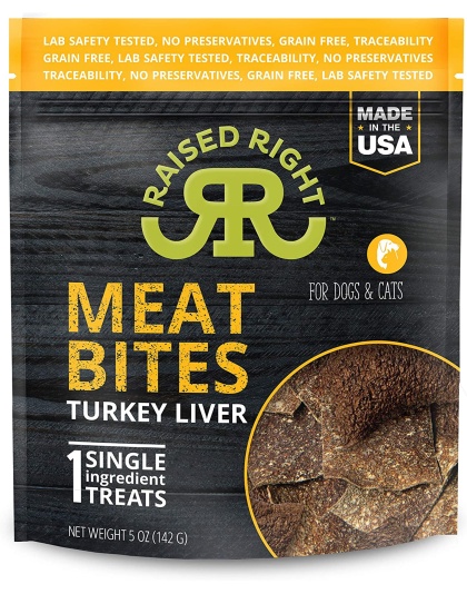 Raised Right Dog Cat Meat Bites Turkey 5oz. (Case of 6)
