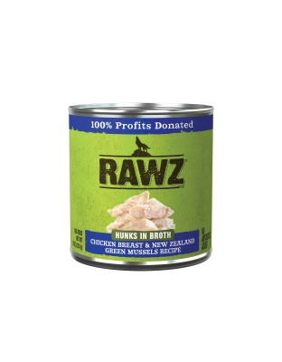 Rawz Hunks Dog 10oz. Chicken Breast New Zealand Green Mussels (Case of 12)