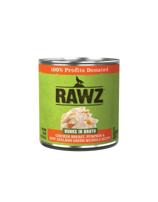 Rawz Hunks Dog 10oz. Chicken Breast Pumpkin New Zealand Green Mussels (Case of 12)