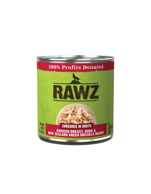 Rawz Shredded Dog 10oz. Chicken Breast Duck New Zealand Green Mussels (Case of 12)