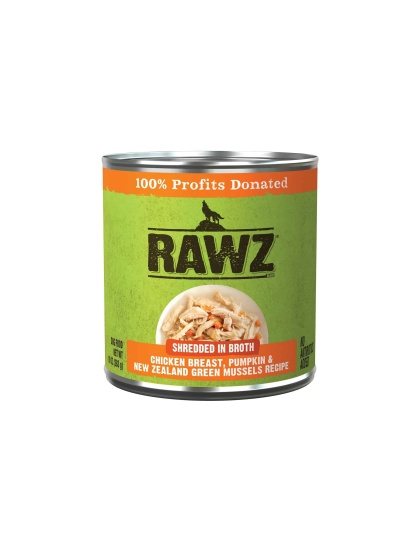 Rawz Shredded Dog 10oz. Chicken Breast Pumpkin New Zealand Green Mussels (Case of 12)