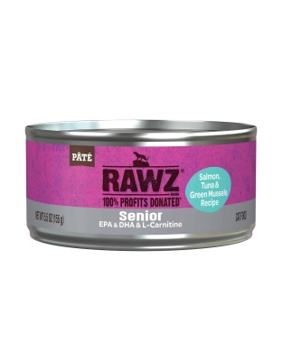 Rawz Cat 5.5oz. Senior Salmon Tuna Green Mussels Pate (Case of 24)