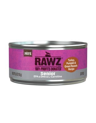 Rawz Cat 5.5oz. Senior Turkey Pumpkin Green Mussels Pate (Case of 24)