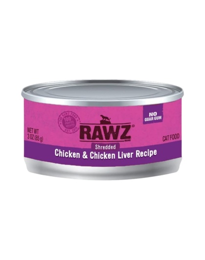 Rawz Cat Shredded ChickenChicken Liver 3oz. (Case of 18)