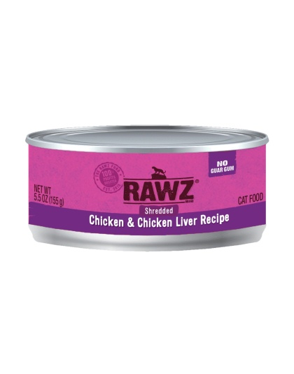 Rawz Cat Shredded Chicken Chicken Liver 5.5oz. (Case of 24)