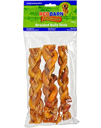 Redbarn Pet Products Braided Bully Stick Dog Treat 1ea/7 in, 3 pk