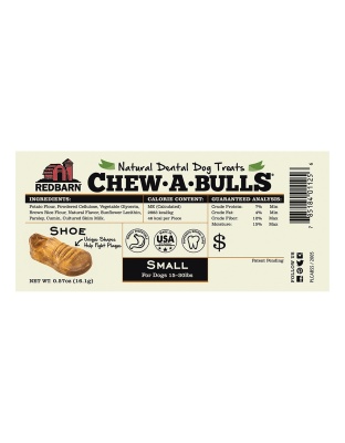 Redbarn Pet Products Chew-A-Bulls Dental Dog Treat Shoe 75ea/1 pk, SM
