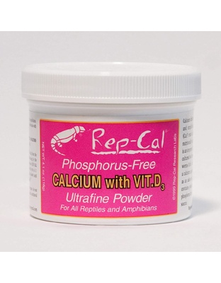 Rep-Cal Research Labs Phosphorous-Free Calcium with Vitamin D3 Ultrafine Powdered Supplement 1ea/3.3 oz