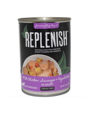 Replenish Grain Free Canned Dog Food Chicken/Sausage/Veg 13.2oz. (Case of 12)