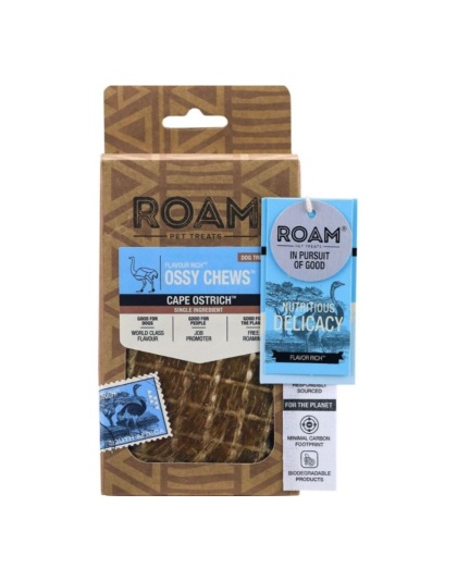 Roam Flavor Rich Ossy Chews Ostrich 3oz.