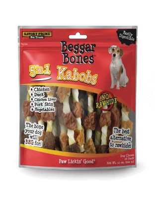 Savory Prime Beggar Bone 5 in 1 Kabobs Dog Treats 1ea/12 oz, 18 pk