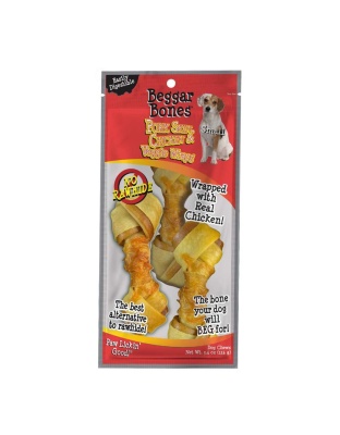Savory Prime Beggar Bones Pork Skin, Chicken & Veggie Wraps Dog Treats 1ea/SM, 3 pk