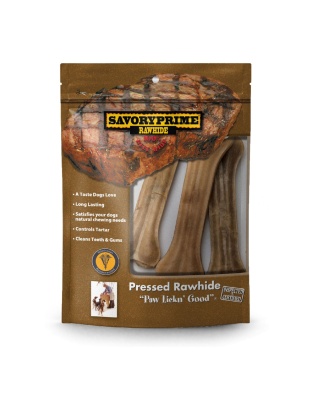 Savory Prime Pressed Rawhide Bones Bagged Natural 1ea/6.5 in, 3 pk