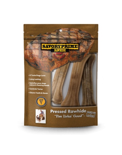 Savory Prime Pressed Rawhide Bones Bagged Natural 1ea/6.5 in, 3 pk