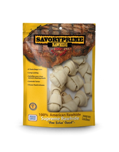 Savory Prime Supreme Knotted Rawhide Bones Bagged Natural 1ea/4-5 in, 10 pk