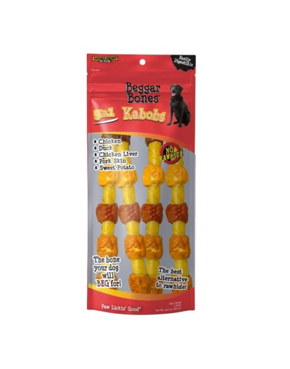 Savory Prime Beggar Bone 5 in 1 Kabobs Dog Treats 1ea/10 in, 4 pk