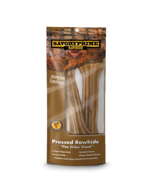 Savory Prime Pressed Rawhide Bones Bagged Natural 1ea/8.5 in, 2 pk