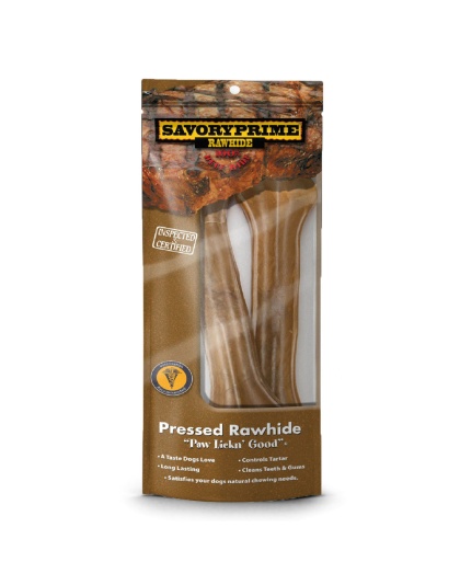 Savory Prime Pressed Rawhide Bones Bagged Natural 1ea/8.5 in, 2 pk