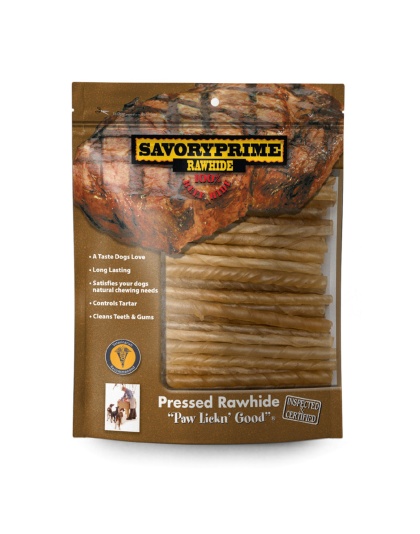 Savory Prime Pressed Rawhide Twist Sticks Natural 1ea/5 in, 100 pk
