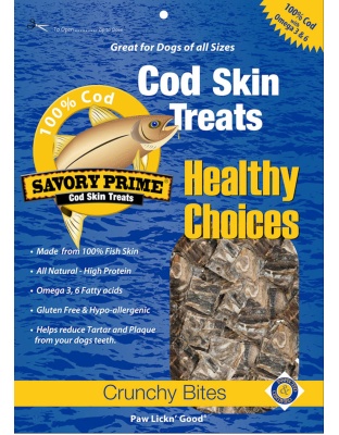 Savory Prime Cod Skin Crunchy Bites Dog Treats 1ea/4 oz