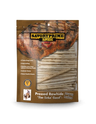 Savory Prime Pressed Rawhide Twist Sticks White 1ea/5 in, 100 pk