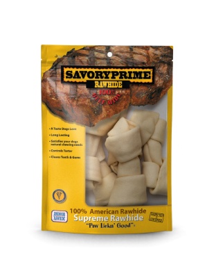 Savory Prime Supreme Knotted Rawhide Bones Bagged Natural 1ea/6-7 in, 6 pk