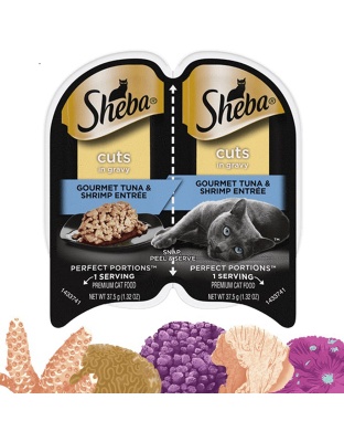 Sheba Perfect Portions Cuts in Gravy Wet Cat Food Gourmet Tuna & Shrimp 24ea/2.6 oz