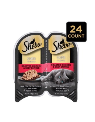 Sheba Perfect Portions Cuts in Gravy Wet Cat Food Roasted Chicken & Beef 24ea/2.6 oz, 24 pk