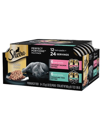 Sheba Perfect Portions Cuts in Gravy Wet Cat Food Variety Pack (Gourmet Salmon, Sustainable Tuna) 2ea/2.6 oz, 12 pk  (2 pack)