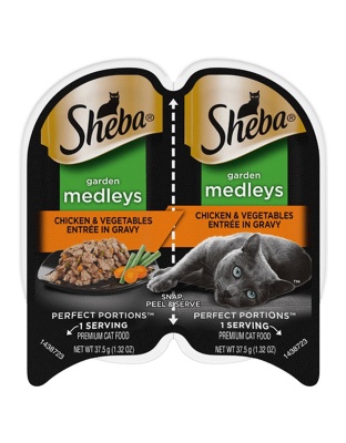 Sheba Perfect Portions Garden Medleys Wet Cat Food Chicken & Vegetables in Gravy 24ea/2.6 oz, 24 pk