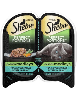Sheba Perfect Portions Garden Medleys Wet Cat Food Tuna & Vegetables in Gravy 24ea/2.6 oz, 24 pk