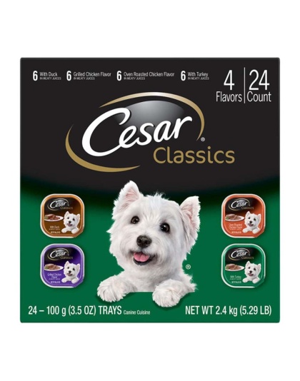Cesar Classic Loaf in Sauce Adult Wet Dog Food Variety Pack (Duck, Chicken, Turkey) 84.66oz. (Case of 24)