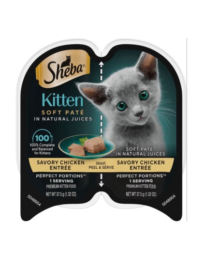Sheba Perfect Portions Soft Pate Wet Kitten Food Savory Chicken, 24ea/2.65oz.
