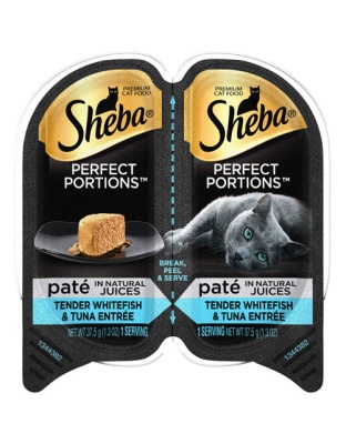 Sheba Perfect Portions Pate Wet Cat Food Tender Whitefish & Tuna 24ea/2.6 oz