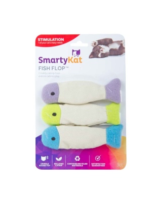 SmartyKat Fish Flop Crinkle Plush Catnip Toy Multi-Color, 1ea/3 pk