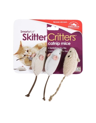 SmartyKat Skitter Critters Mice Catnip Toy Grey, Tan, 1ea/3 pk
