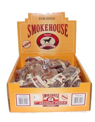 Smokehouse USA Made Braided Pizzle Dog Treats 32ea/7 in, 32 ct