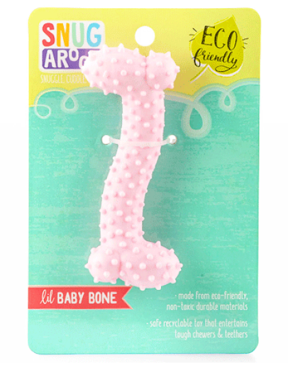 Snugarooz Lil Baby Bone Eco TPR  Dog Toy Pink 4.25in.