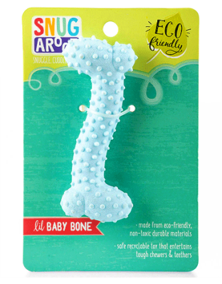 Snugarooz Lil Baby Bone Eco TPR  Dog Toy Blue 4.25in.
