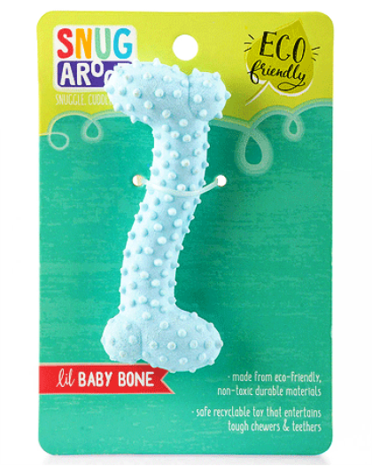 Snugarooz Lil Baby Bone Eco TPR  Dog Toy Blue 4.25in.