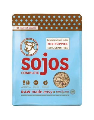 Sojos Complete Turkey And Salmon Puppy Recipe Grain-Free Freeze-Dried Raw Dog Food, 4 Lbs