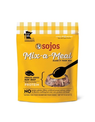 Sojos Mix-A-Meal Beef Grain Free Freeze-Dried Raw Dog Food Topper 8oz.