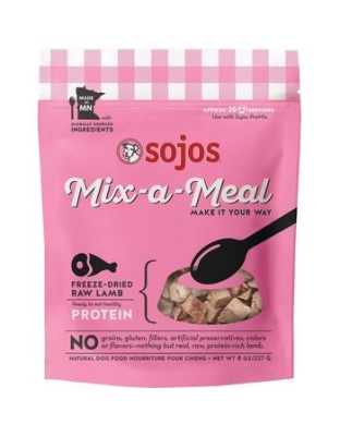Sojos Mix-A-Meal Lamb Grain-Free Freeze-Dried Raw Dog Food Topper, 8 oz.