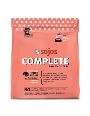 Sojos Complete Grain-Free Adult Pork Recipe Freeze-Dried Raw Dog Food, 7 Lbs