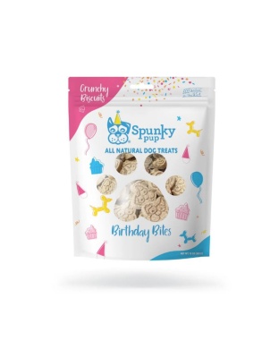 Spunkypup Crunchy Biscuit Dog Treats Birthday Bites 10oz.