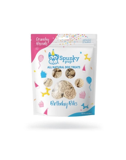 Spunkypup Crunchy Biscuit Dog Treats Birthday Bites 10oz.