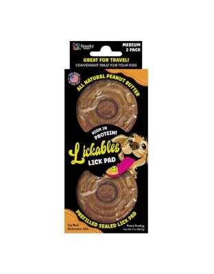 Spunkypup Lickables Filled Lick Pad Round Peanut Butter 2 Pk