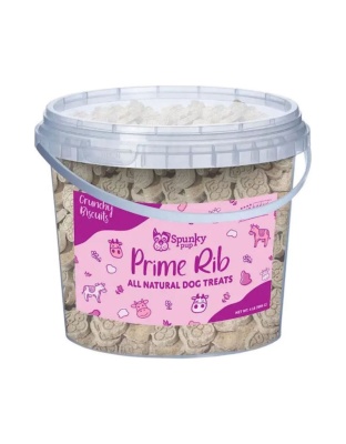 Spunkypup Crunchy Biscuit Dog Treats Bucket Prime Rib