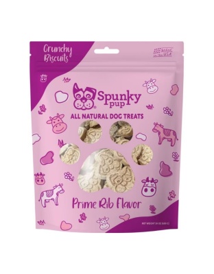 Spunkypup Crunchy Biscuit Dog Treats Prime Rib 24oz.