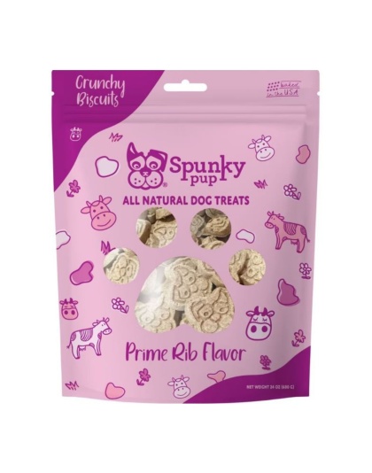 Spunkypup Crunchy Biscuit Dog Treats Prime Rib 24oz.